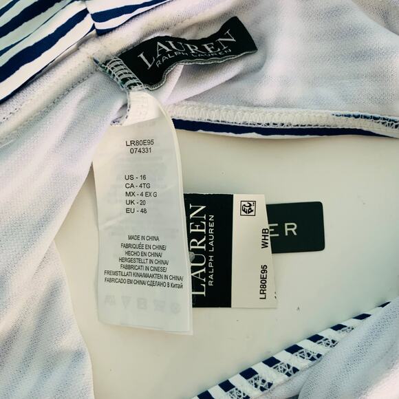 NWT Ralph Lauren Foldover Bikini Bottom in Blue and White Stripes Size 16 - Picture 3 of 3